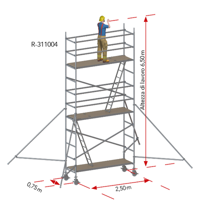 Ponteggio mobile in alluminio 75 × 250 cm R-311004 Tobler SA